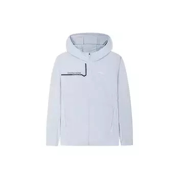 Anta Training Series Letter Zipper Hooded Lightweight Comfortable Sports Jacket Men Jacket Morning-Gray-Blue 152427608-1 M