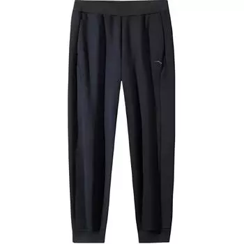 Anta Training Series Logo Casual Simple Solid Color Fleece Lined Warm Knitted Sports Pants Women bottoms Black 162447330N-1 XL