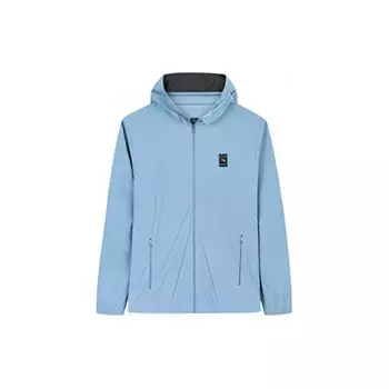 Anta Training Series Logo Hooded Zipper Breathable Sun Protection Jacket Men jackets Cloud-Blue 952427701-3 S