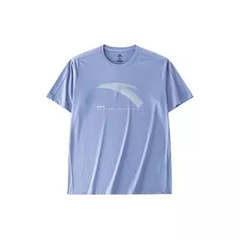 Anta Training Series Logo Letter Round Neck Breathable Comfortable Versatile Short Sleeve T-Shirt Men T-Shirts Sky-Blue 952427120-1 2XL