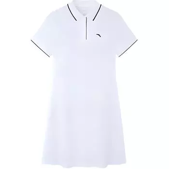 Anta Training Series Logo Loose Breathable Comfortable Short Sleeve Dress Women Dresses Snow-White 962427203-1 XS