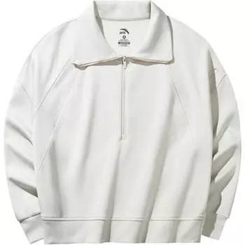 Anta Training Series Logo Polo Neck Pullover Long Sleeve Sweatshirt Women sweatshirt Triumphant-Gray 162437716-1 M