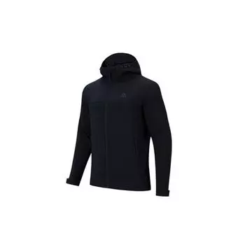 Anta Training Series однотонная мягкая ветрозащитная водостойкая флисовая подкладка с капюшоном куртка мужская базовая куртка-черный 952347609-1 M