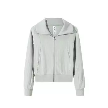 Anta Training Series Polo Collar Open Cardigan Casual Loose Sports Knit Sweater Women sweater Misty-Moon-Blue 162517712-4 S