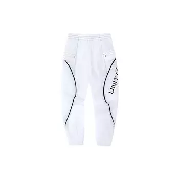 Anta Training Series Printed Letter Striped Drawstring Cuffed Knit Sports Pants Women Bottoms White 162237509-1 M