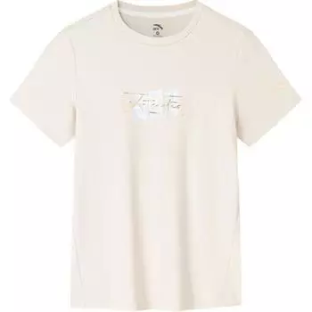 Anta Training Series Printed Logo Round Neck Comfortable Breathable Pullover Short Sleeve Regular T-Shirt Women Tops Cloud-Rock-Gray 162427120-2 3XL