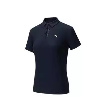Anta Training Series Simple Solid Color Pullover Casual Short Sleeve Polo Shirt Women Polo Shirts Deep-Night-Blue 162527101D-2 L