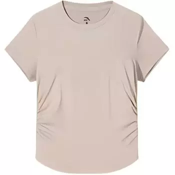 Anta Training Series Solid Color Breathable Versatile Short Sleeve T-Shirt Women Tops Light-Khaki 962527106-5 XS