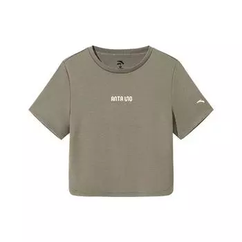 Anta Training Series Solid Color Comfortable Simple Versatile Short Sleeve Top Women tops Deep-Green 962527119-2 XS