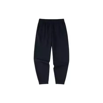 Anta Training Series Solid Color Elastic Waist Tapered Knit Sports Pants Men Pants Black 952357303-1 S
