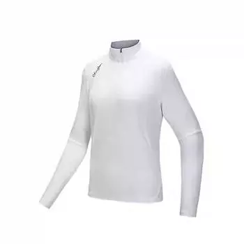 Anta Training Series Solid Color Half High Neck Comfortable Breathable Versatile Long Sleeve T-Shirt Women Tops Snow-White 162517401-1 S