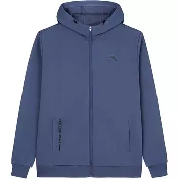 Anta Training Series Solid Color Hooded Logo Long Sleeve Jacket Men Jacket Muse-Blue 952437702-2 S