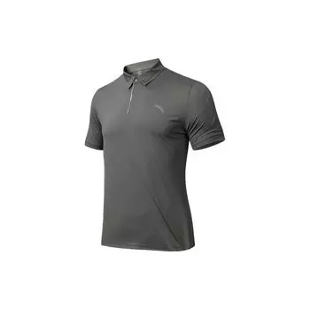 Anta Training Series Solid Color Ice Feel Breathable Comfortable Sports Polo Shirt Men tops Brown 152427130-2 M