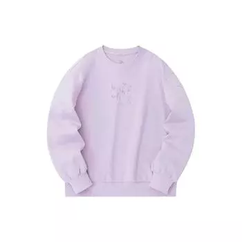 Anta Training Series Solid Color Knitted Crew Neck Sweatshirt Women sweatshirt Vine-Flower-Purple 162337712-3 XL