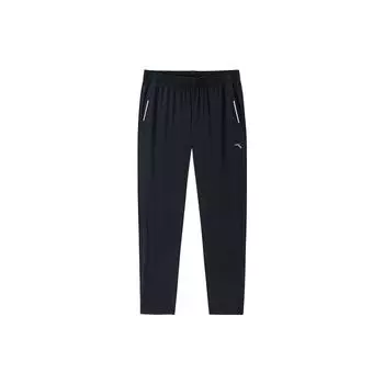 Anta Training Series Solid Color Logo Mid-Waist Straight Leg Cuffed Nine-Point Sports Pants Men pants Black 152327321-2 L