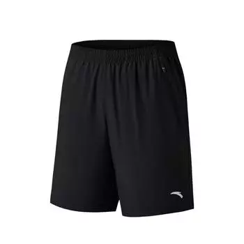 Anta Training Series Solid Color Mid-Rise Comfortable Breathable Versatile Straight-Cut Casual Shorts Men shorts Basic-Black 952527520-4 S