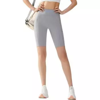 Anta Training Series Solid Color Mid-Rise Breathable Versatile Tight Sports Shorts Women shorts Wild-Reed-Gray 962527306-1 XS