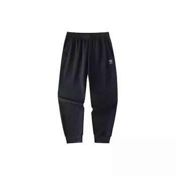 Anta Training Series Solid Color Mid-Rise Comfortable Versatile Breathable Tapered Knit Sports Pants Men pants Black 152427315-2 2XL