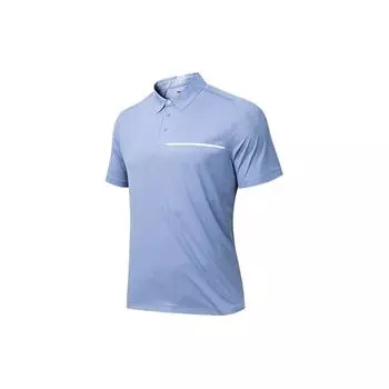 Anta Training Series Solid Color Moisture-Wicking Quick-Dry Breathable Short Sleeve Polo Shirt Men Polo Shirts Sky-Blue 952427110-2 S