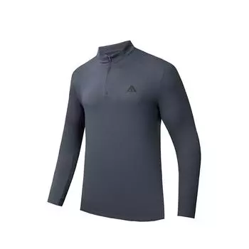 Anta Training Series Solid Color Pullover Sports Casual Long Sleeve T-Shirt Men Tops Gray 952437403-3 2XL