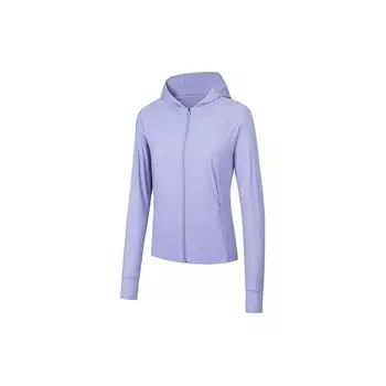 Anta Training Series Solid Color Zip-Up Hooded Breathable Long Sleeve Cooling UV Protection Sun Protection Women tops Yangxu-Purple 962427703-2 XS
