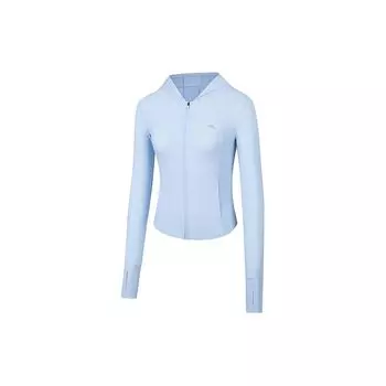 Anta Training Series Solid Color Zip-Up Hooded Breathable Cooling UV Protection Jacket Women Jacket Sky-Blue 962427701-2 XXL