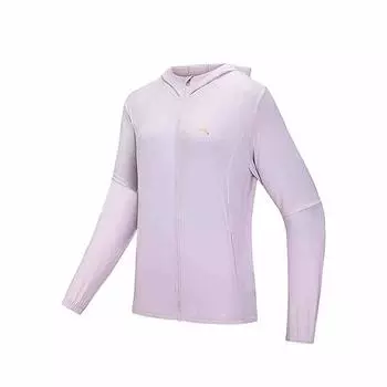 Anta Training Series Solid Color Zip-Up Hooded Versatile Breathable UV Protection Sun Protection Jacket Women jackets Feather-Purple 162527717-5 S