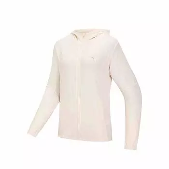 Anta Training Series Solid Color Zip-Up Hooded Versatile Breathable UV Protection Sun Protection Jacket Women jackets Corn-White 162527717-1 L