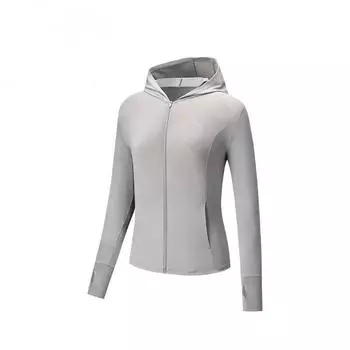 Anta Training Series Solid Color Zip-Up Hooded Comfortable Versatile Long Sleeve Breathable UV Protection Sun Protection Women tops 962527704-4 XS