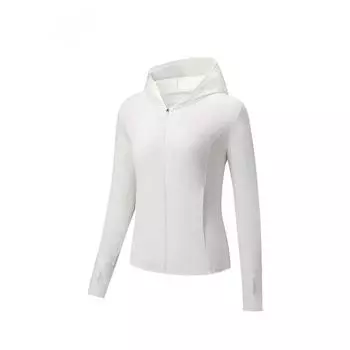 Anta Training Series Solid Color Zip-Up Hooded Comfortable Versatile Long Sleeve Breathable UV Protection Sun Protection Women tops 962527704-1 XS