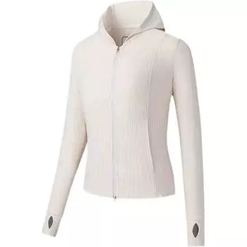 Anta Training Series Solid Color Zip-Up Hooded Versatile Breathable Sun Protection Jacket Women jackets Light-Sand-Khaki 162527721-1 M
