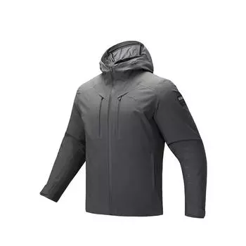 Anta Training Series Solid Color Zip-Up Hooded Comfortable Versatile Casual Windproof Waterproof Jacket Men Jacket Smoke Black Gray 152447621-7 M