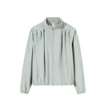 Anta Training Series Solid Color Zip-Up Stand Collar Comfortable Breathable Versatile Loose Jacket Women jackets Misty-Moon-Blue 162527620-2 S