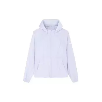 Anta Training Series Solid Color Zip-Up Hooded Loose Lightweight Sun Protection Jacket Women jackets Sakura-Purple 162427605-1 L