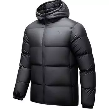 Anta Training Series Solid Color Zipper Hooded Comfortable Breathable Versatile Short Down Jacket Men Outerwear Basic-Black 152447916-3 L