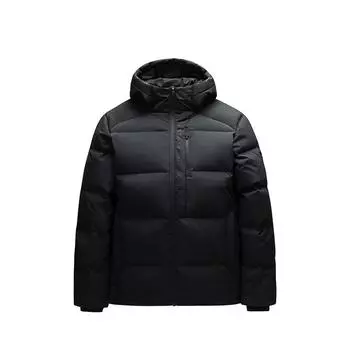 Anta Training Series Solid Color Zipper Hooded Comfortable Breathable Casual Down Jacket Men Outerwear Basic-Black 152517921R-4 XL