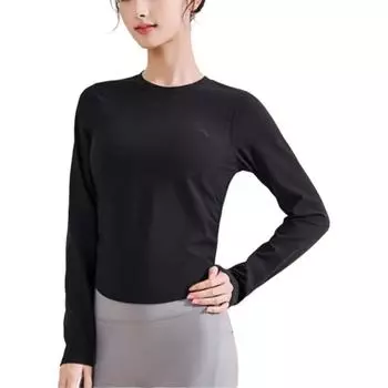 Anta Training Series Sports Casual Simple Solid Color Round Neck Pullover Knit Sweater Women sweater Black 962517402-5 XS