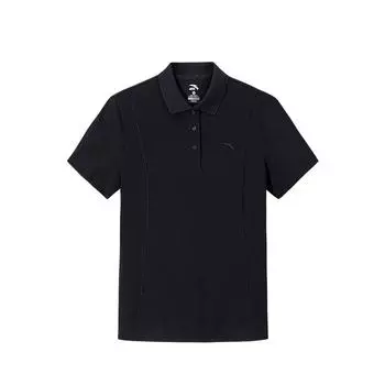 Anta Training Series Sports Casual Simple Solid Color Short Sleeve Polo Shirt Women tops Black 962527123-5 S