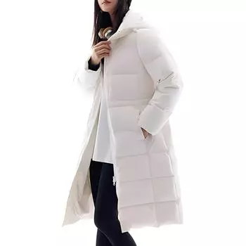 Anta Training Series Three-Proof Mid-Length Waist-Defining Hooded Long Sleeve Down Jacket Women Outerwear Paper-White 962447905-1 L