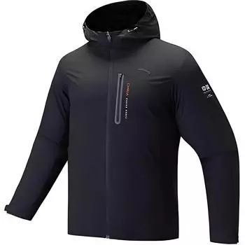 Anta Training Series Warm Windproof Hooded Zipper Logo Jacket Men jackets Basic-Black 152447617N-4 L