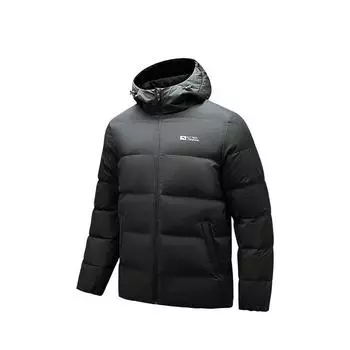 Anta Training Series Water-Resistant Hooded Warm Short Puffer Jacket Unisex jackets Dark-Brown Gray 952447921-5 L