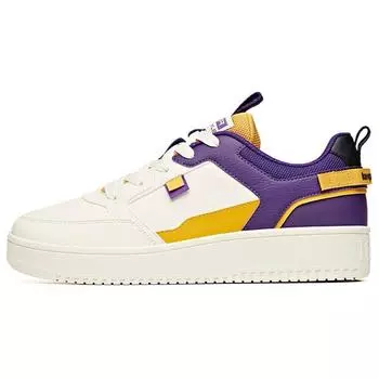 Anta Trendy Casual Non-Slip Wear Resistance Lightweight Low Top Skate Shoes Women Sneakers White Purple Yellow 912018066-14 40