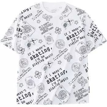 Anta Trendy Hip Hop Printed Short Sleeve T-Shirt Unisex Tops 172438136-2 M