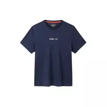 Anta Тренировочная серия Letter Круглый вырез влагоотводящий свитер короткий рукав футболка мужские топы темно-синие 152427160-3 XL