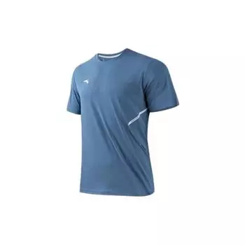 Anta Тренировочная серия Логотип Письмо Круглый вырез Пуловер Короткий рукав Футболка Мужские топы Expedition-Blue 152327172-1