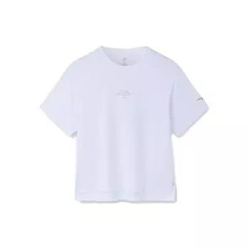 Anta Тренировочная серия логотип принт буквенный свитер короткий рукав футболка женские топы чисто-белый 162327108-1 XL