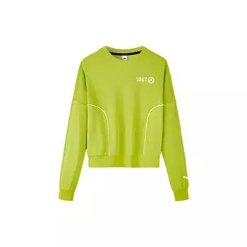 Anta Тренировочная серия однотонный логотип с буквенным принтом флисовый свитер с круглым вырезом длинный рукав толстовка женская толстовка полого-зеленого цвета 962247711-2 XS