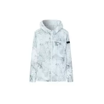 Anta Тренировочная серия с принтом букв на молнии с капюшоном и длинным рукавом, солнцезащитная куртка для мужчин, чисто-белая 152327613-5 M