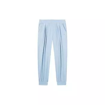 Anta Тренировочные брюки однотонные со средней талией, дышащие, зауженные книзу, трикотажные, женские, небесно-голубые 962427301-4 XS