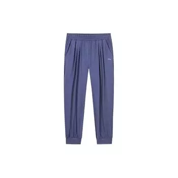 Anta Тренировочные брюки однотонные со средней талией, дышащие, трикотажные, с манжетами, женские брюки Clo-Blue 962427301-3 XS